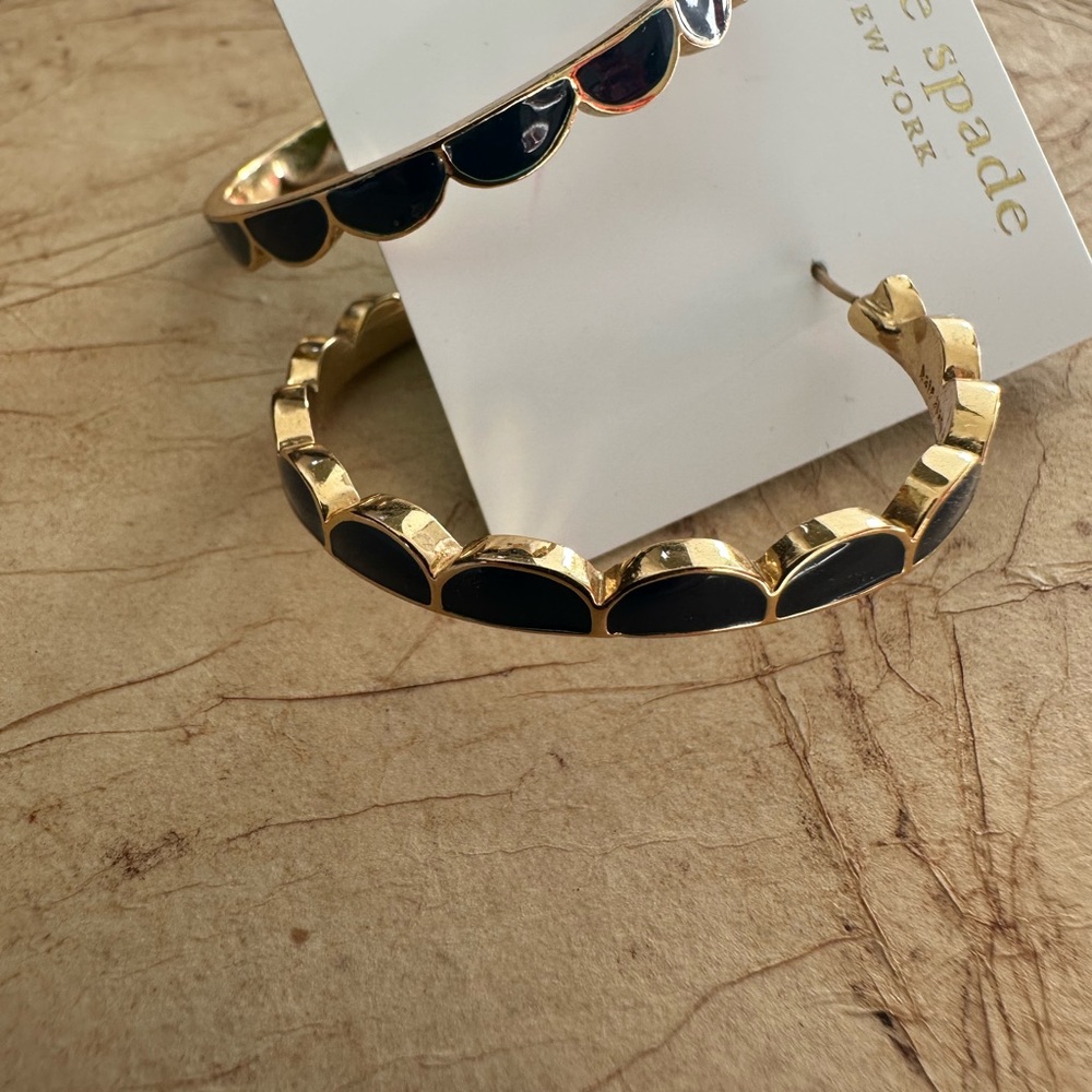 Kate Spade blue and gold scallopped hoop earrings